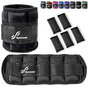 Sportneer gewichtsmanchetten, verstelbare enkelgewichten set, voet-/polsgewicht manchetten, 0,45 kg tot 3,2 kg, verpakking van 2, zwart