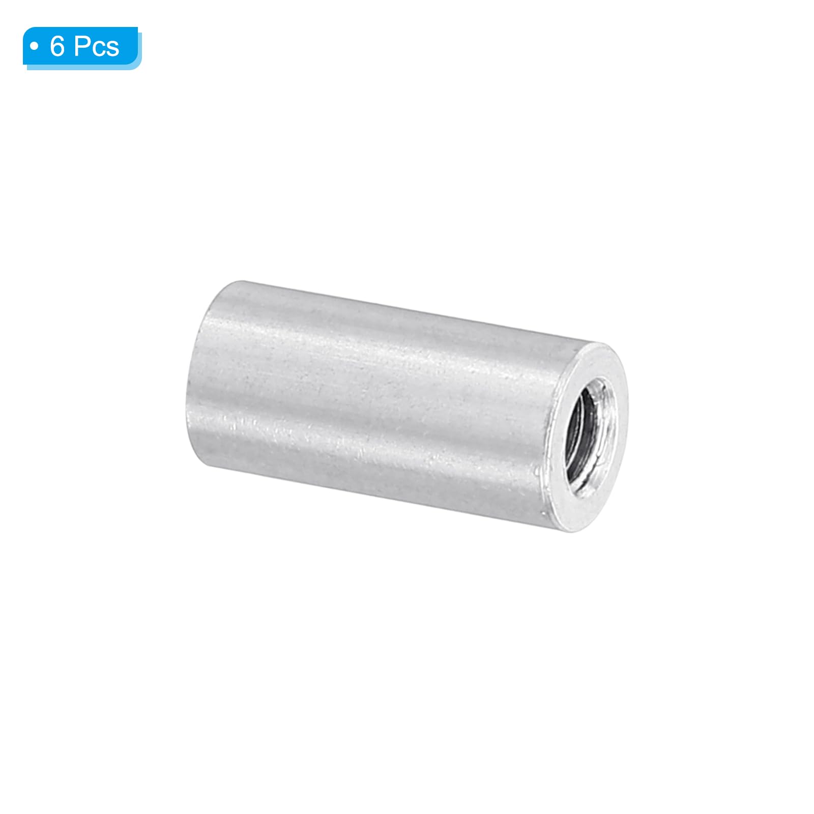 PATIKIL 6pcs M3 Metal Threaded Standoff Spacer Nuts, Round Aluminum Spacers Female Coupling Screws, 1/8" ID x 3/16" OD, Silver 3x5x10mm - Image 3