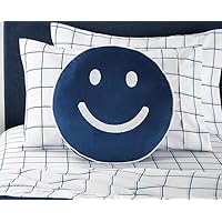 Decorative Throw Pillow Collection, Assorted Designs, Modern Home Decor (Navy Smiley)