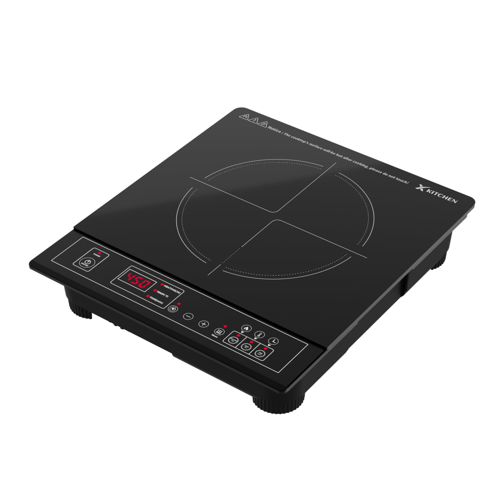 Portable Induction Cooktop, 1800W Induction Burner with 9 Power levels, 12 temperature levels(140℉-465℉), Safety Lock, 3-Hour Timer, Countertop Burner with Warm Function, Black, 110V