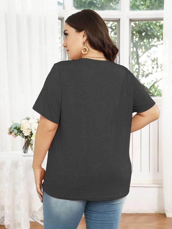 HDLTE Plus Size Tshirts for Women – Oversized Graphic Tees Short Sleeve Crewneck Cute Casual Tops Loose Summer Outfit 20254