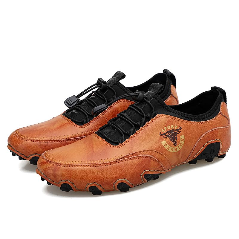 draussenfeet Herren Casual Fashion Bequeme Hochwertige Handgefertigte Leder Fahrende Schuhe Flache rutschfeste Freizeitschuhe Herrenschuhe Business Casual Schuhe Bequeme Walking Schuhe