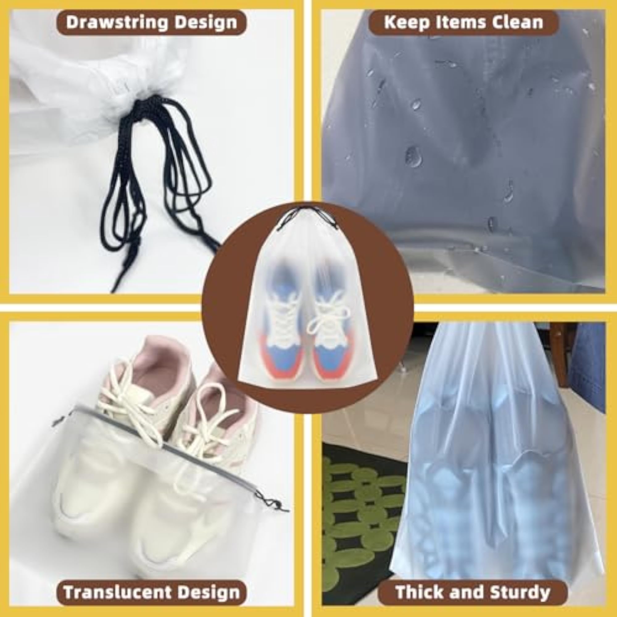Clear Shoe Bags for Travel, 24pcs