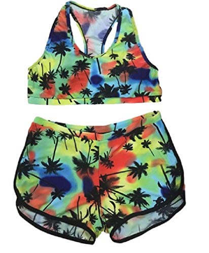 Conjunto de biquíni com estampa de 2 peças e stretch colorido e colorido, 1, Large