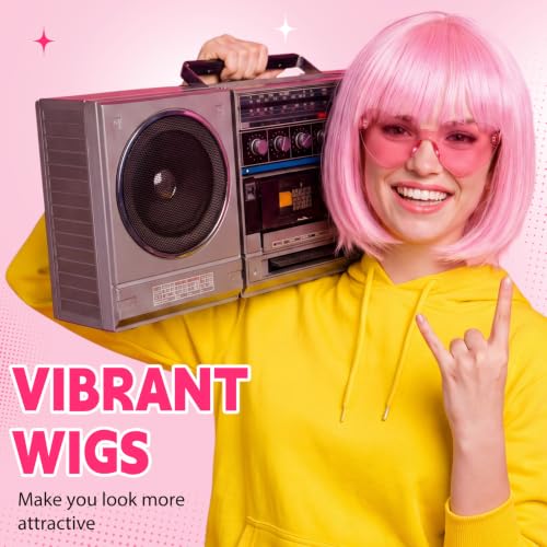 Image of Chunyin 2 Pieces Party Wigs and Sunglasses Set, Pink
