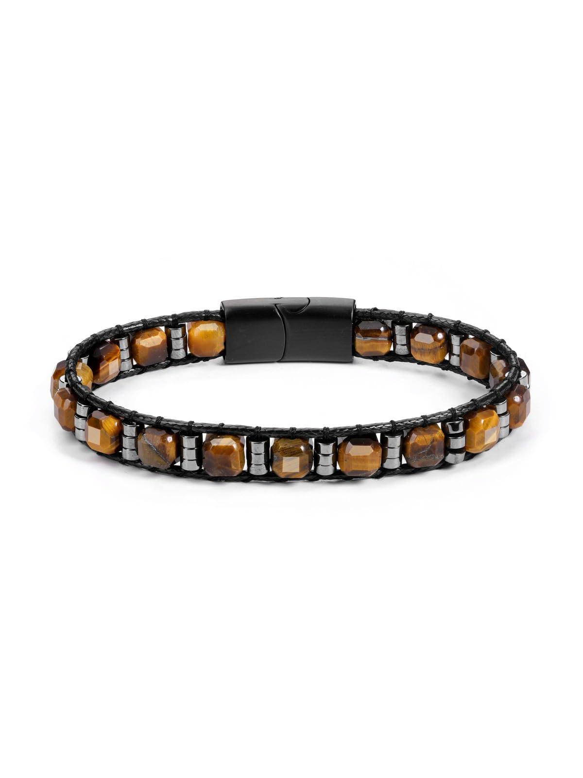 PiercingJak Tigerauge Armband echte Steine Armbänder mit Häm