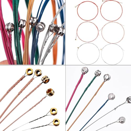 6Pcs Colorful Folk Acoustic Guitar Strings Set Coppers Guitar Strings Set Multiple Colored Acoustic Guitar Strings Set