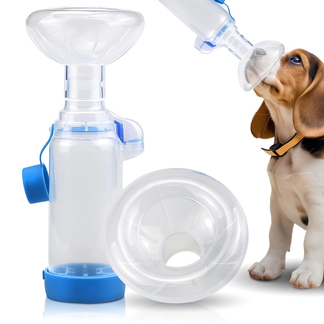 Yuragim Espaciador de inhaladores para mascotas con 2 tamaños de máscaras para gatos y perros