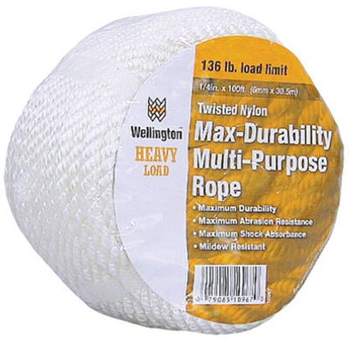 WELLINGTON CORDAGE 11002 1/2-Inch X 50-Feet White Nylon Rope