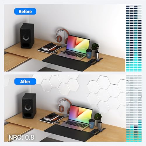 Image of Acoustic Panels, Magrowill 12-Pack Soundproof Wall Panels 12 X 10 X 0.4 Inches, Sound Absorbing Panels with Full Self-Adhesive, Interior Wall Decor Felt Tiles Board