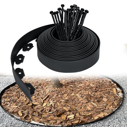 YRHome 10m Flexible Rasenkante Kunstoff Lawn Edging mit Erdanker Beetumrandung Mähkante Garten Wurzelsperre System Lawn Border Palisade Garten dekorativ, Anthrazit YRHome 10m Flexible Rasenkante Kunstoff Lawn Edging mit Erdanker Beetumrandung Mähkante Garten Wurzelsperre System Lawn Border Palisade Garten dekorativ, Anthrazit