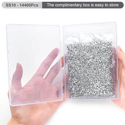 Image of Flatback Rhinestones Bulk, 14400PCS Silver Rhinestones for Clothes DIY Decoration Crafts, Silver, SS10, 2.7-2.9mm