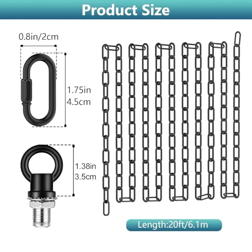 Image of garini 15 Feet Industrial Black Light Fixture Chain, Adjustable Metal Pendant Chandelier Chain Extension with Detachable Link, Maximum Load is 66 Pounds