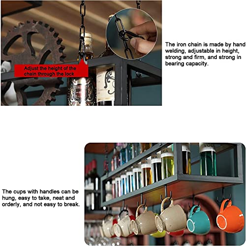 Soporte de vino industrial para techo 80 cm miniatura 2