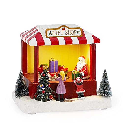 innodept12 Animated Christmas Village Gift Shop, Winter Snow Village Store with Pre-lit Musical and LED Light Indoor Decoration & Xmas