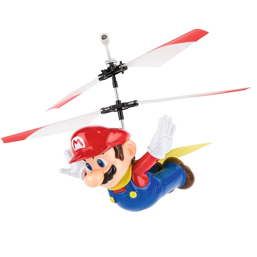 Carrera RC - Officially Licensed Flying Cape Super Mario 2.4GHz 2-Channel Rechargeable Remote Control Helicopter Drone Toy with Easy to Fly Gyro System