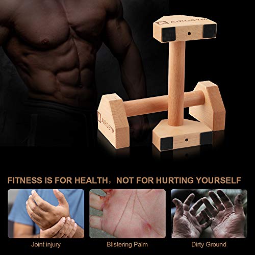Image of Push-up Stand, 2 PCS Wood Pushup Bars Non-Slip Base Exercise Home Workout Equipment, 30CM Wooden Parallettes Handle Stands Grip for Men Strength Training, Planks Calisthenics