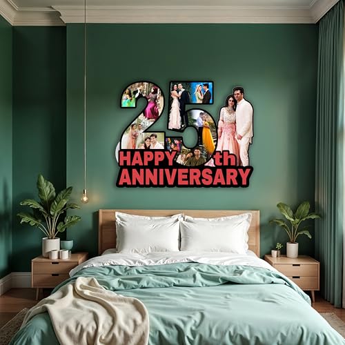 Image of Shri Kant Art 25th Anniversary Photo Frame Collage | Personalized Wedding Anniversary | Romantic Couple Memory Frame | Decorative Wall Art