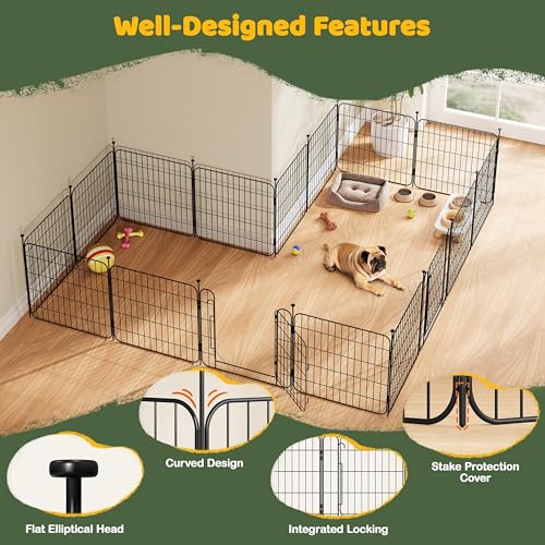 Image of Yaheetech 24in 8-Panel Expandable Dog Playpen for Puppy /Small Animals | Durable Metal Frame, Safety Lock Door, Floor Protectors, No-Tool Assembly, Foldable Portable for Indoor Yard RV Camping