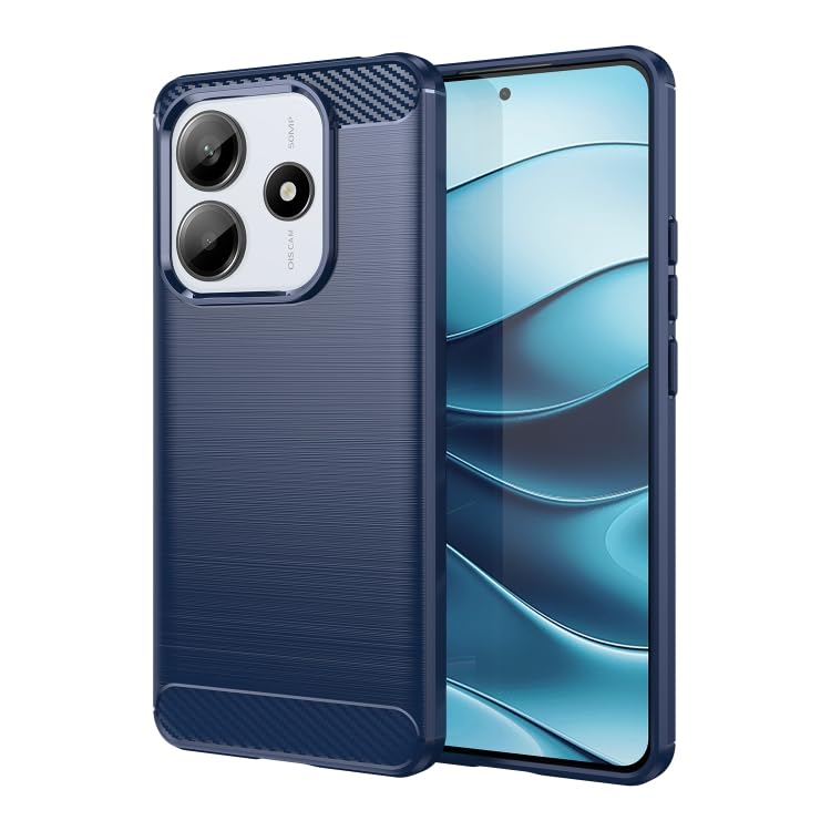 Image of NPRC Hybrid Ultra Slim Protective Case TPU Non-Slip Carbon Fiber Texture Shockproof Case Cover for Redmi Note 14 5G - Blue