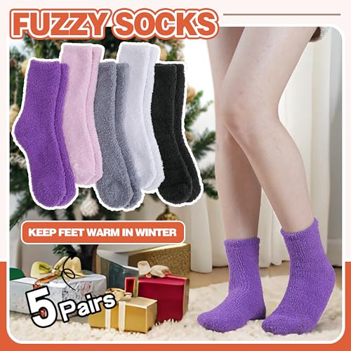 Image of Fuzzy Socks Fluffy Thick Warm Winter Soft Cozy Plush Sleep Home Fleece Cabin Soft House Socks for Women Men