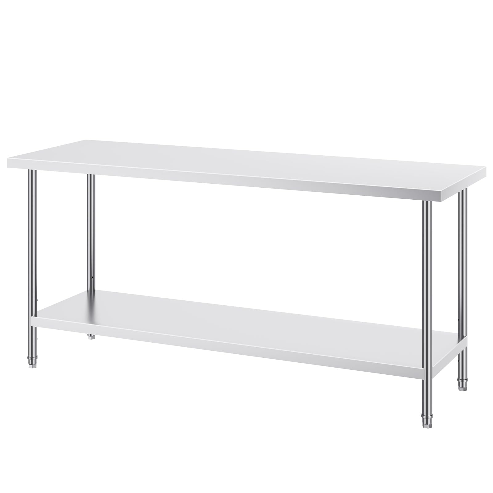Happybuy 24x72x34 Inch Stainless Steel Prep Table, 880 lbs Capacity, Heavy Duty Worktable with 3 Adjustable Shelves, Commercial Kitchen, Garage, Restaurant Workstation