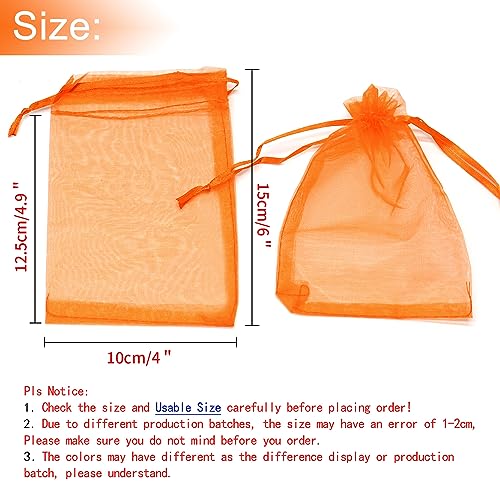 Image of Dealglad 50pcs Drawstring Organza Jewelry Candy Pouch Christmas Wedding Party Favor Gift Bags (4x6 inch, Orange)