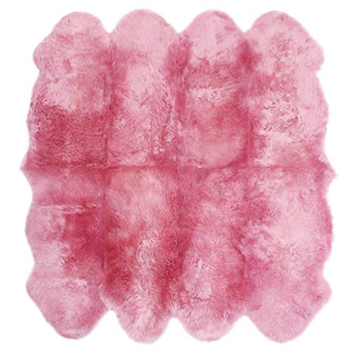 ムートンラグ 天然 オーストラリア産 長毛 8匹物 ラグ ピンク 180×180cm 洗える 日本製 NF008PK