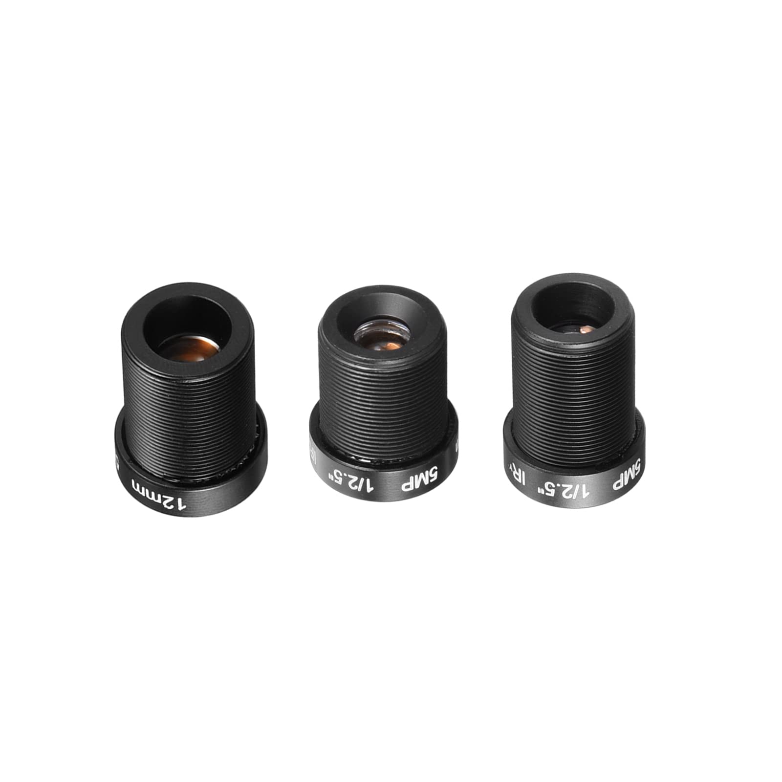 QUARKZMAN CCTV Objectif 6mm/8mm/12mm 5MP F2.0 FPV Grand Angle pour CCD Caméra, 3 Paquet