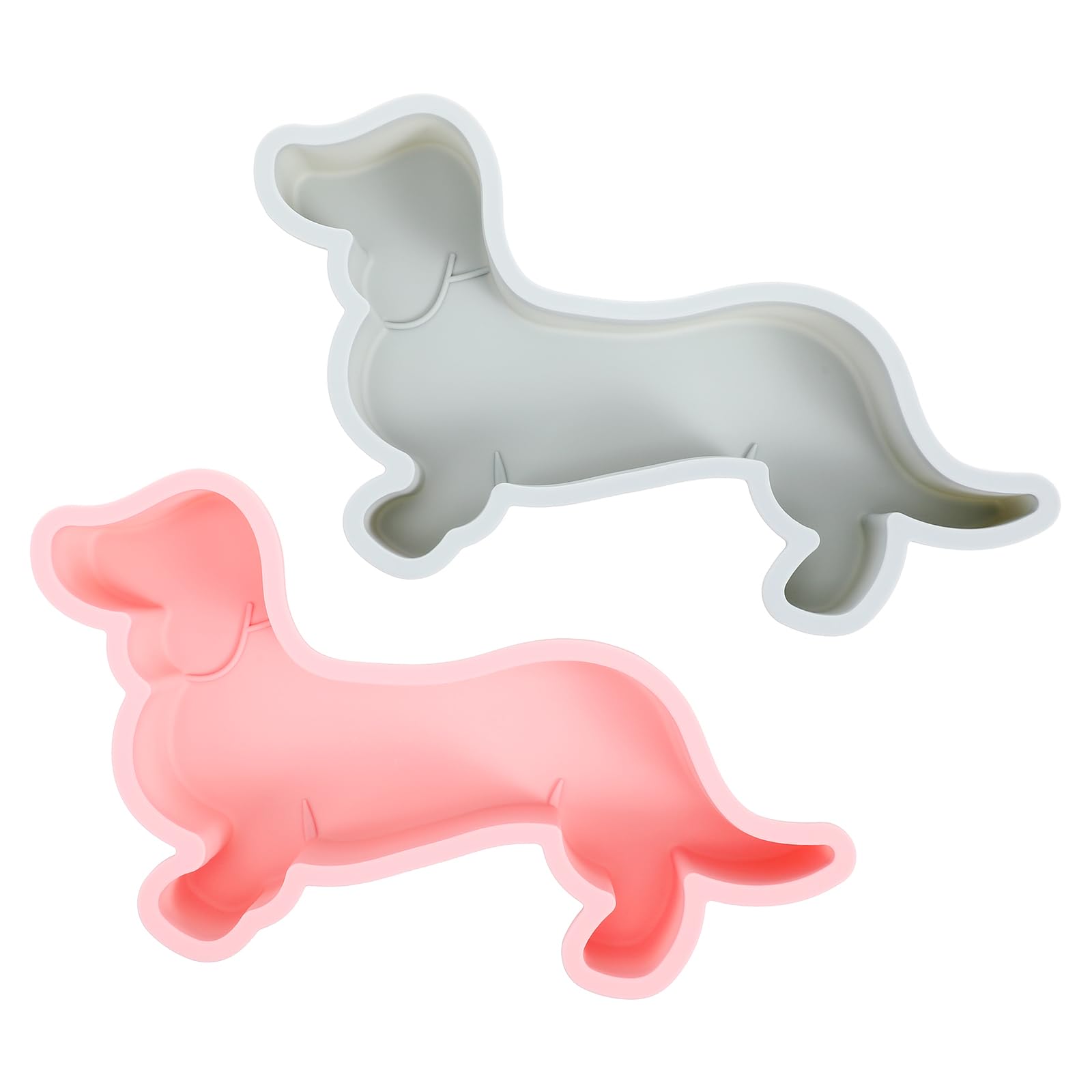 CANIGHT Stampo in Silicone Antiaderente Piena a Forma di Cane Set 2 Pezzi Rosa, Resistente al Calore per Cioccolato e Pudding per Feste e Decorazioni Dolci