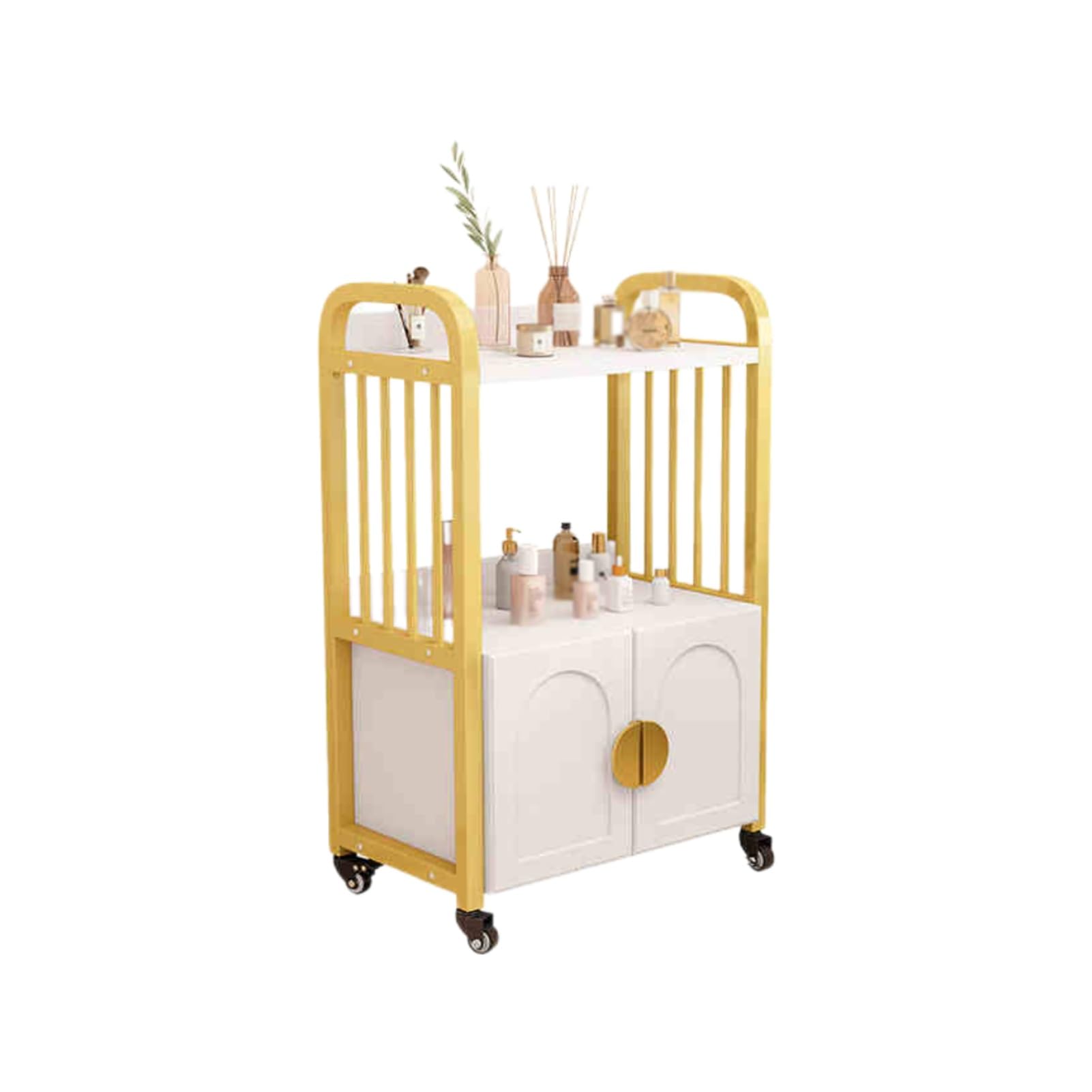Barbershop Beauty Trolleys Racks with Workbenches Tool Cabinets with Wheels,with Storage Cabinets Layered Storage,Convenient Baffles Convenient Universal Pulleys,Suitable for Salon Spa Tattoos(Color3)