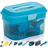 Alles geordnet – praktisches Einlagefach für Kleinteile wie Hufkratzer, Mähnengummis, Schwämme im Inneren der Putzbox für noch mehr Ordnung