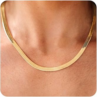 Gold Necklace for Women-14K Plated/S925 sterling silver Snake Chain Necklace Dainty Simple Chunky Herringbone Necklace Gold Choker Necklaces Jewelry for Women
