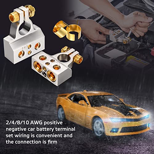 2 Pairs Battery Terminal Connectors 0/2/4/6/8/10 Gauge AWG Heavy Duty