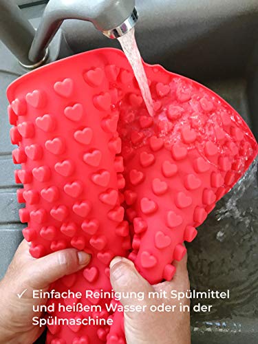 Cahuna Silikon Backmatte für Hundekekse mit Mini Herz - Backform für Hundeleckerli BPA frei und mit Rand - Wiederverwendbare Backunterlage für den Backofen
