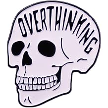 OVERTHINKING Brooch Death Skull Brooch Halloween Skull Shape Badge Halloween Horror Atmosphere Drip Oil Baking Enamel Pin Horror Film and Television Fans Jewelry Gifts for Jackets Canvas Bags