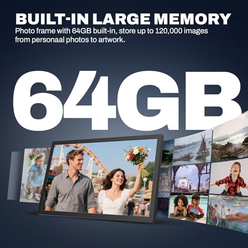 Image of 27 inch Large Digital Picture Frame, 64GB, Anti-Glare Non-Touch, WiFi Wall-Mount Frame for Home /Business, 1920x1080 FHD, Share via App, Email, USB & Micro SD, Remote Included, Black