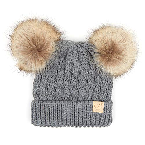 Image of C.C Exclusives Children Kid Double Pompom Knitted Beanie for Kids Ages 2-5 (KID-23)(KID-24)(KIDS-2055)