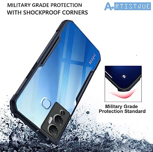 Image of A rtistque Clear Hard Transparent Acrylic Armor Anti-Drop Shockproof TPU Edge Back Cover Case for Infinix Hot 12 Play - Black