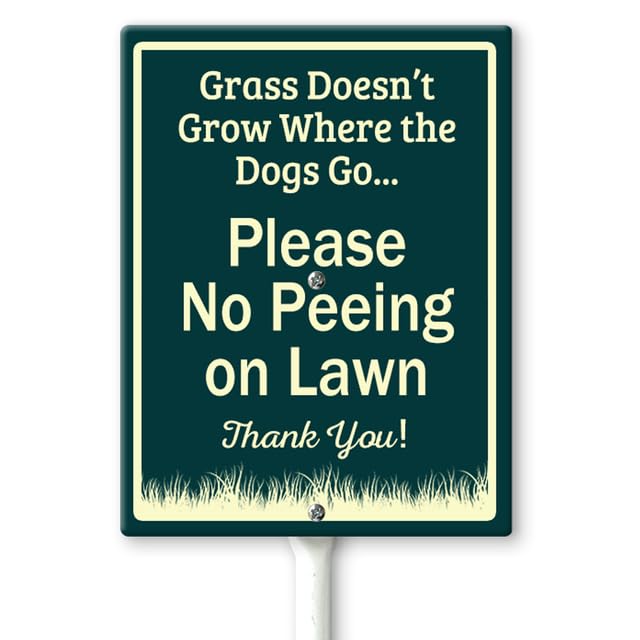 Horienteeon Grass Does Not Grow Where The Dogs Go Please No Peeing On Lawn Thank You Yard Sign with Stakes 11.5×15cm, Sturdy Aluminum Yard Signs Rust Free, Keep Off The Grass Yard Sign