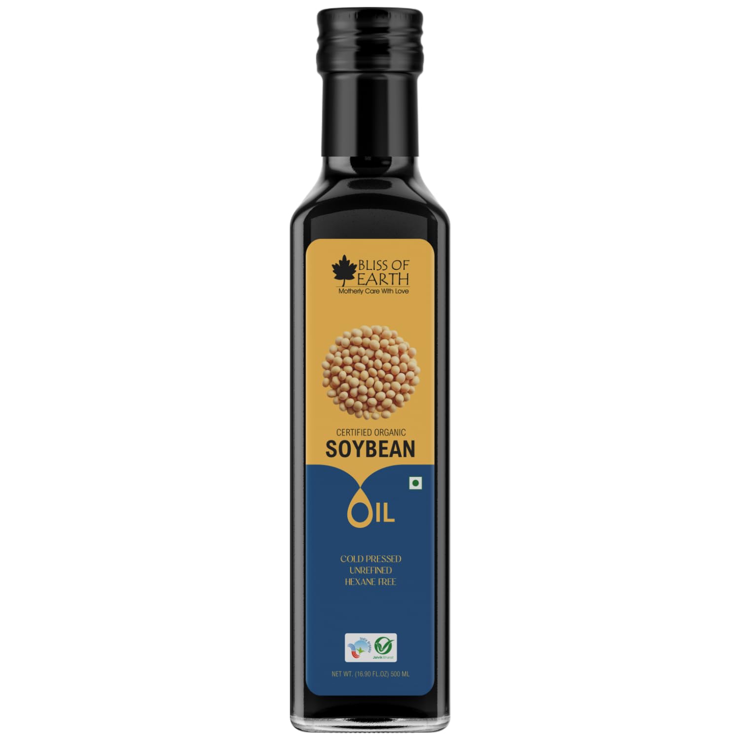 Bliss of earth 500ML Organic Soyabean Oil for Cooking, Cold Pressed & Hexane Free