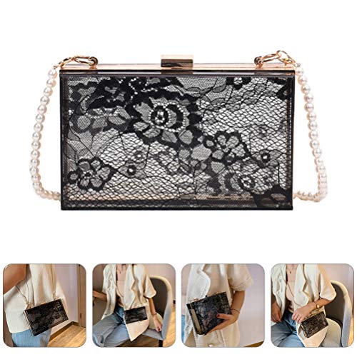 KESYOO Bolsa de Acrílico Bolsa de Renda Elegante Bolsa de Noite Com Alça de Corrente de Pérola Bolsa