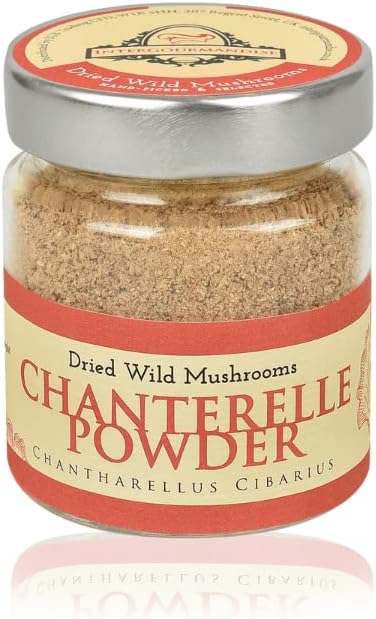 Chanterelle powder | 2.8 oz. / 80 gr in glass jar | InterGourmandise | Vegan, Vegetarian & Gluten Free