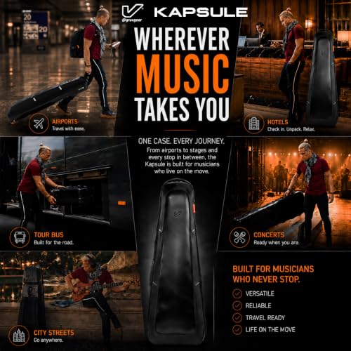 Image of Gruv Gear Acoustic Guitar Case Hard, Patented Acoustic Guitar Gig Bag with Adjustable Backpack Straps, Easy Rolling Wheels, Travel Approved, Multiple Pockets for Guitar Accessories, Holds 1 Instrument