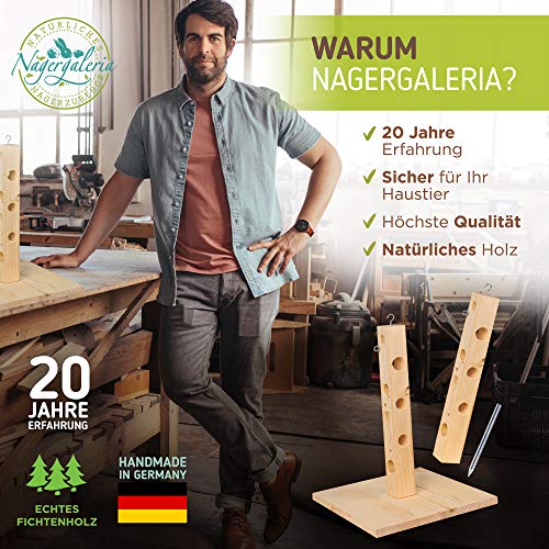 Voederboom konijn cavia met houten bodemplaat en grondpin voor konijnenhok hooiruif haas - Dwergkonijn accessoires - Image 8