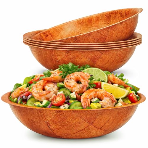 HYQO Wooden Salad Bowls Set of 6 Stackable Lightweight & Sturdy 7.9 In