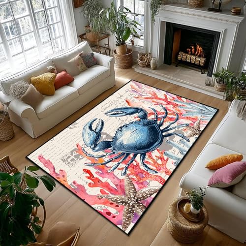 Tapete Coral Estrella Tropical 3x5ft con Diseño Costero miniatura 1