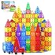 100 Magnetische Fliesen STEM Bauspielzeug mit 2 Autos, Sensorische Magnetische Bausteine für Kleinkinder und Kinder, Vorschule Montessori Spielzeug Geschenke für 3+ Jahre alte Jungen und Mädchen