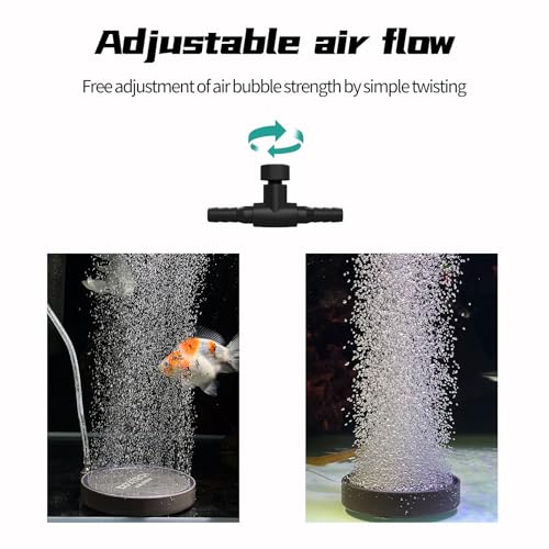 Image of UPETTOOLS Air Stone for Aquarium Fish Tank, 4 Inch Aquarium Bubbler Kit Quiet High Dissolved Oxygen Diffuser, Nano Oxygen Aerator Stone with Air Tube Control Valve for Tanks and Hydroponics