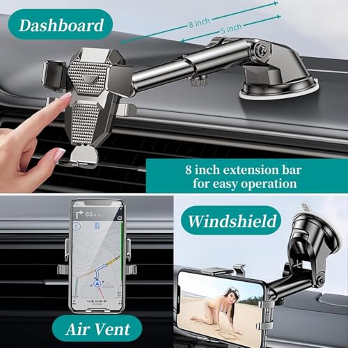 Image of car Mobile Holder for Dashboard with 360 Degree Rotation Phone Holder in car with Quick Release Button, Strong Suction Cup Mount for Windshield & Dashboard, Mobile Holder for car